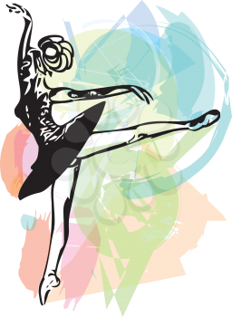 abstract drawing of ballerina dancing, vector illustration