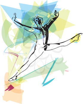 sketch of modern ballet dancer abstract vector illustration