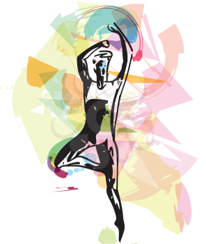 sketch of modern ballet dancer abstract vector illustration