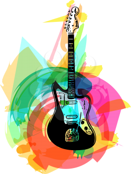 colorful electric guitar illustration on abstract background