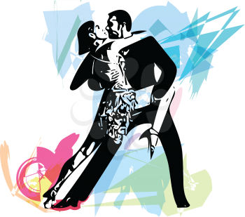 Abstract drawing of Latino Dancing couple vector illustration