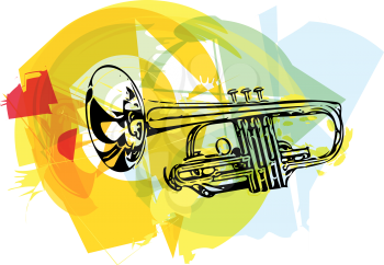 colorful trumpet illustration on abstract background