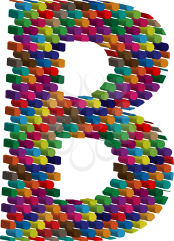 Colorful three-dimensional font letter B