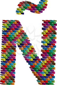 Colorful three-dimensional font letter Ñ