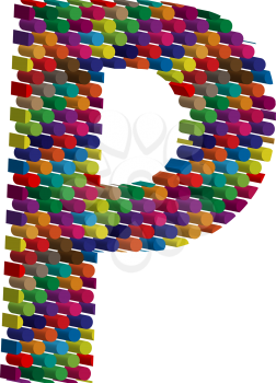Colorful three-dimensional font letter P