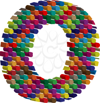 Colorful three-dimensional font letter o