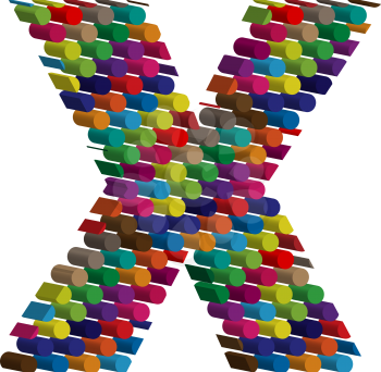 Colorful three-dimensional font letter x