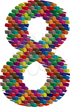 Colorful three-dimensional font number 8