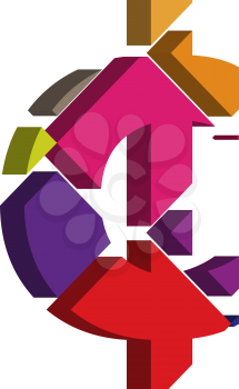 Colorful three-dimensional CENT Symbol