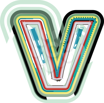 Abstract colorful Letter v