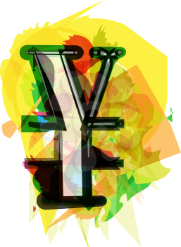 Artistic Yen sign vector illustration
