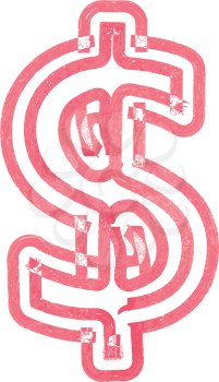 Abstract Dollar Symbol made with red marker vector illustration