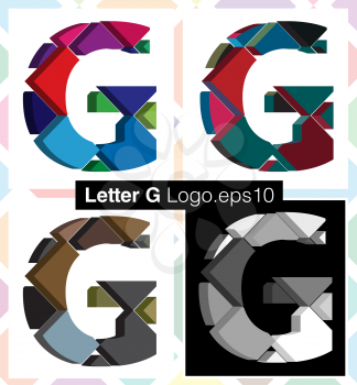 Colorful three-dimensional font letter G