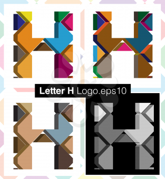 Colorful three-dimensional font letter H