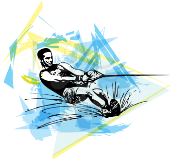 Water skiing abstract vector illustration