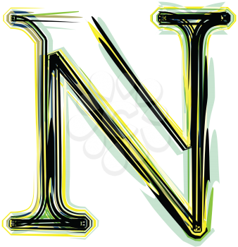 font illustration letter N