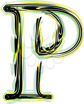 font illustration letter P