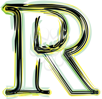 font illustration letter R