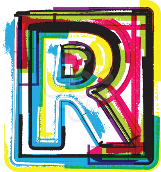 Colorful Grunge Font LETTER R