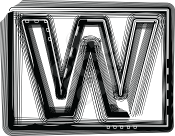 Striped Font Letter W