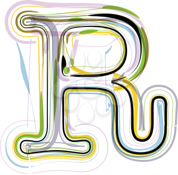 Organic Font illustration. Letter R