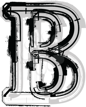 Grunge font. Letter B