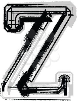 Grunge font. Letter Z