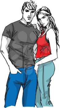 abstract sketch of couple. vector illustration