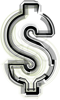 technological font dollar symbol