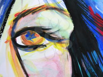 Abstract watercolor closeup of beautiful woman eyes