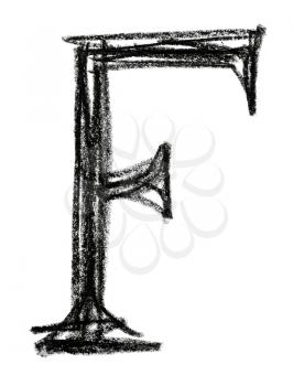 Handwritten sketch black Letter F on white background