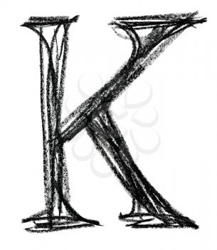 Handwritten sketch black Letter K on white background