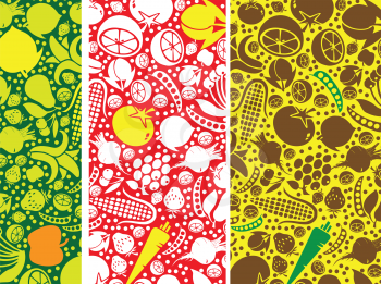 Fruits and vegetables pattern. Vector illustration