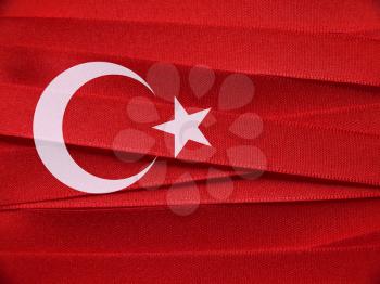 Turkey flag or banner made with red and white ribbons