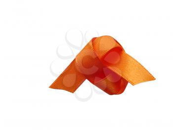 Orange ribbon over white background, design element. Clipping Path included