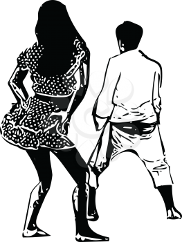 drawing of couples dancing vector illustration
