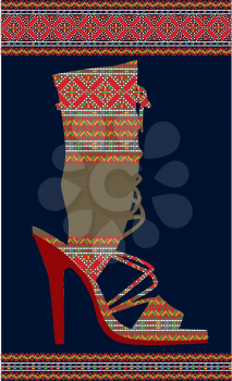 Ethnic Woman Shoe, Vector illustration 