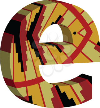 Colorful three-dimensional font letter e
