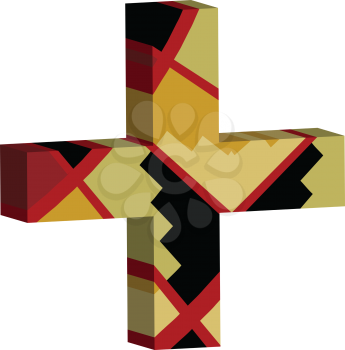 Colorful three-dimensional CROSS Symbol