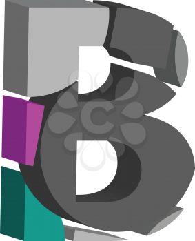 Colorful three-dimensional font letter B