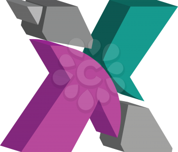 Colorful three-dimensional font letter x
