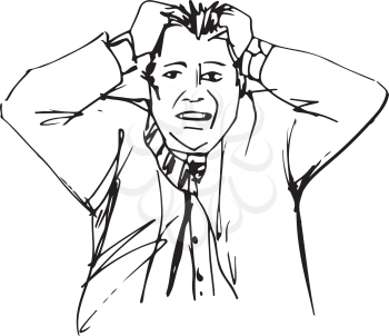Sketch of frustrated with problems business man vector illustration
