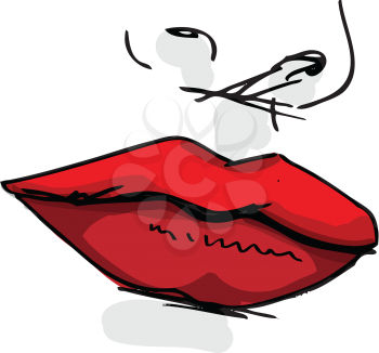 Lips of woman sketch illustration