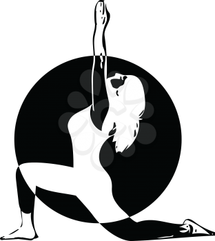 Abstract illustration of Beautiful sporty fit yogini woman practices yoga
