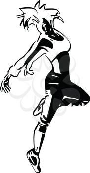 beautiful dancing girl in movement urban culture concept vector illustration