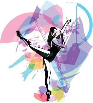 Woman doing yoga, abstract lines drawing vector illustration