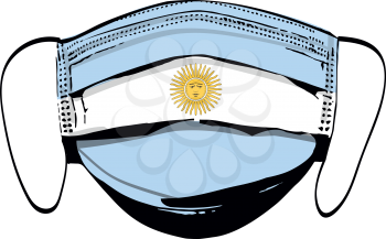 Argentina flag on medical face masks isolated on white vector illustration