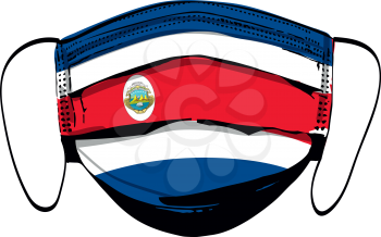 Costa Rica flag on medical face masks isolated on white vector illustration