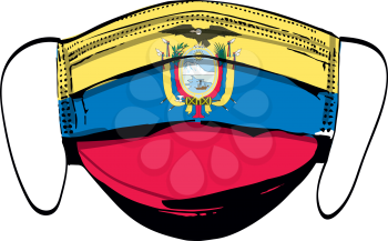 Ecuador flag on medical face masks isolated on white vector illustration
