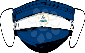 Nicaragua flag on medical face masks isolated on white vector illustration